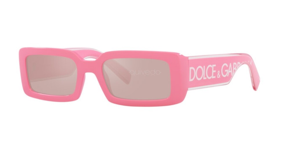 Óculos de Sol - Dolce & Gabbana DG 6187 3262/5 - Rosa Com Detalhe Em Sua Haste Com Sua Lente Na Cor Rosa Espelhado.