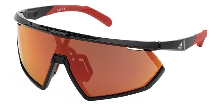 Adidas - SP0001 01L - Preto e Vermelho com lentes vermelho alaranjado