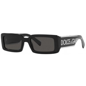 Óculos de Sol - Dolce & Gabbana DG 6187 501/87- Preto Com Detalhes em Branco Em Sua haste E Com Suas Lentes Na Cor Preto.