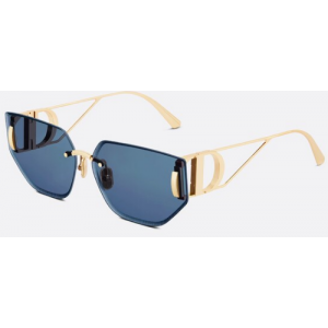 Dior - Montaigne B3U B0B0 65 - PEÇA COM 30% DE DESCONTO - Dourado Com Suas Lentes Hexagonal Na Cor Azul Total