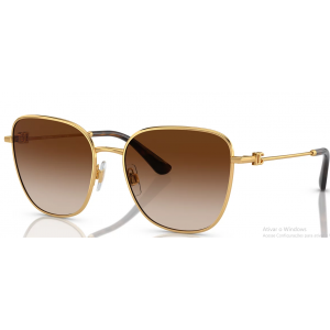 Óculos de Sol - Dolce & Gabbana DG G2293 05/87 56 - Dourado Com Detalhes Turtle Todo Em Metal Com Lentes Gatinho Na Cor Marrom Degrade.