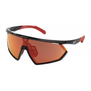 Adidas - SP0001 01L - Preto e Vermelho com lentes vermelho alaranjado