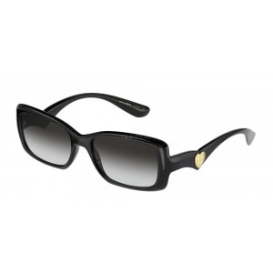 Óculos de Sol - Dolce & Gabbana DG 6152 501/8G - Preto Com Detalhes Em Prata Com Lentes Quadradas Na Cor Cinza.