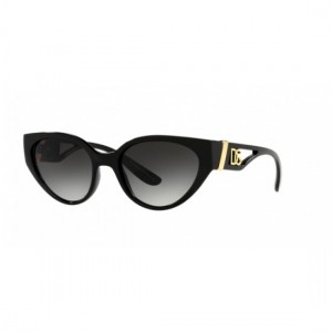 Óculos de Sol - Dolce & Gabbana DG 6146 501/8G - Preto Com Detalhes Em Dourado Com Lentes Na Cor Preto Total.